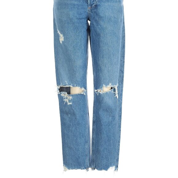 AGOLDE Jamie Blue High-Rise Straight Leg Frayed Hem Jeans Classic Denim Size 26 - Picture 3 of 14